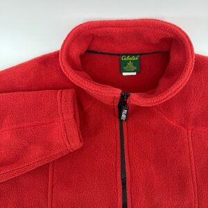 Cabelas Red Fleece Jacket Full Zip PolarTec Size S Regular